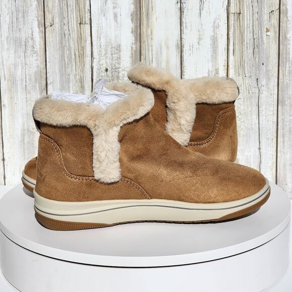 NEW - Clarks Women's Breeze Faux Fur Booties - Size 5 M - Dark Tan/ Brown - Picture 6 of 9